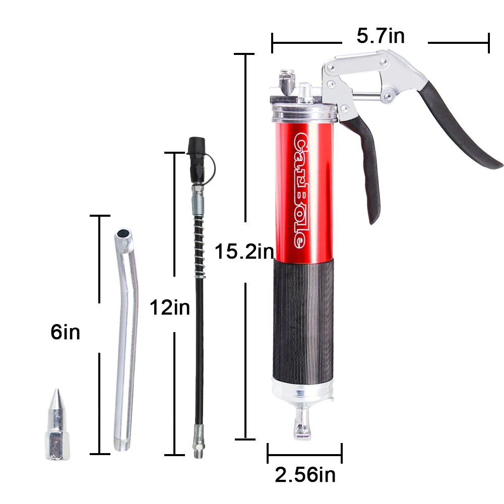 Heavy Duty Professional Quality Pistol Grip Grease Gun 4500 PSI Universal High Performance Grease Gun with Extension Flex Hose