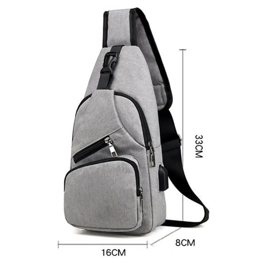 Casual Männer Im Freien Brust Tasche Mit verstellbarem schulter gurt Crossbody Schulter Brust Pouch Sling Tasche mit USB-Lade Port