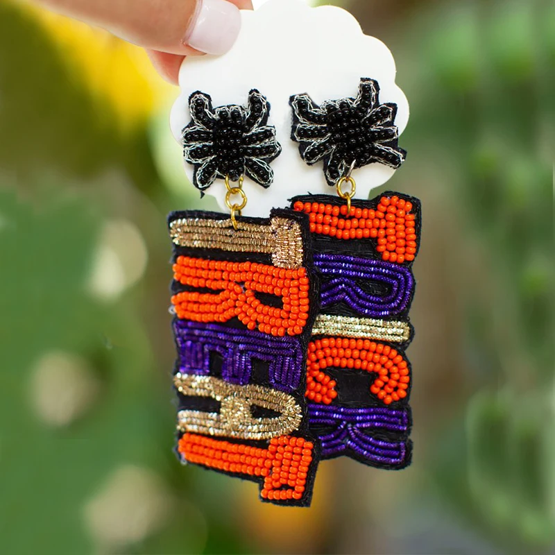 Boho Statement Earrings Aretes Trick Treat Earings Halloween Ladies Gifts Boho Earring For Women Earing Beaded Dangle Earrings