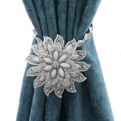 Colorful Curtain Buckle Flower Stretchable Spring Magnetic Curtain Clip Curtain Holder Rhinestone Creative Strap Flower Cortinas