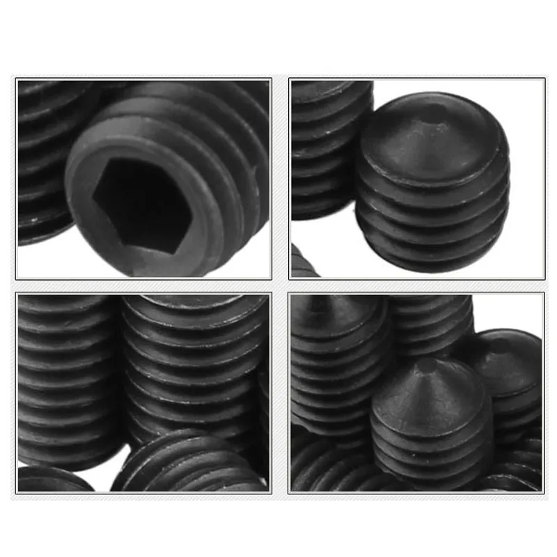 Grade 12.9 Cone Point Set Screws Black Hex Hexagon Socket Grub Screw M2.5 M3 M4 M5 M6 M8 M10 M12