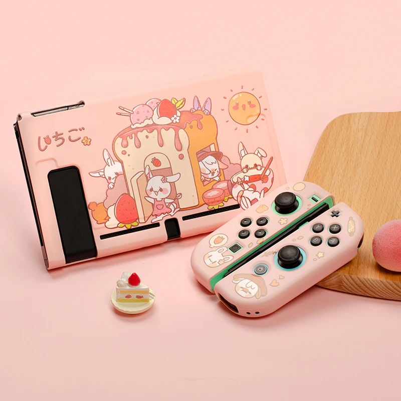 لطيف الأرنب الكرتون نينتندو التبديل واقية قذيفة Joy-con تحكم لينة غطاء من البولي يوريثان الحراري الوردي الحال بالنسبة نينتندو سويتش اكسسوارات
