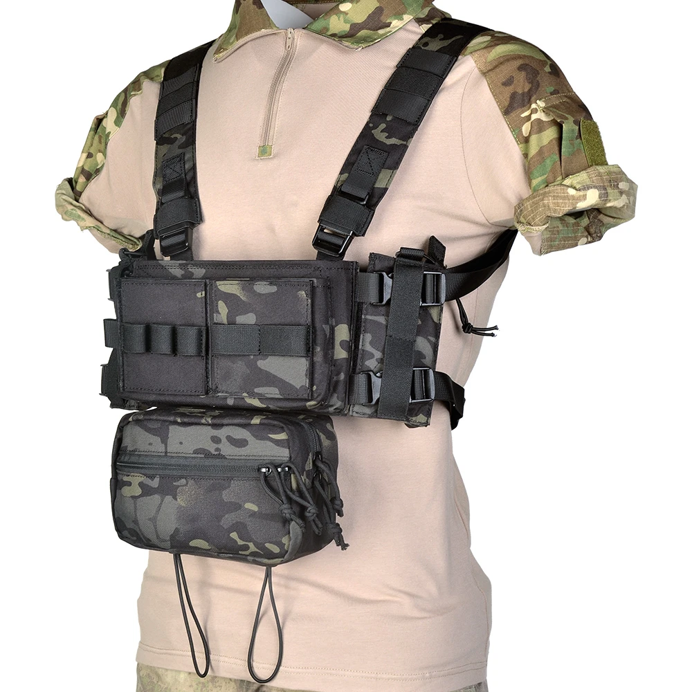 Imagem -02 - Colete Tático Modular Mk3 Equipamento de Peito com Bolsa Drop Down 500d Nylon m4 ak Inserções de Revista Acessórios de Caça Airsoft