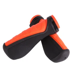 2pcs Comfortable MTB Handlebar Grips Rubber Anti-slip Bike Handlebar Cover Bicycle Hand Grips (Black and Orange)