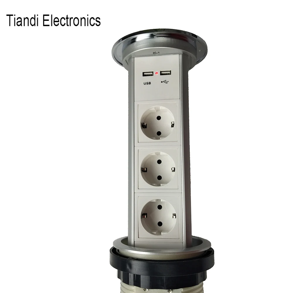 European Standard Touch Screen / Automatic Electric Lifting Socket Kitchen Can Be Hidden Socket Multi-function USB Charging Desk