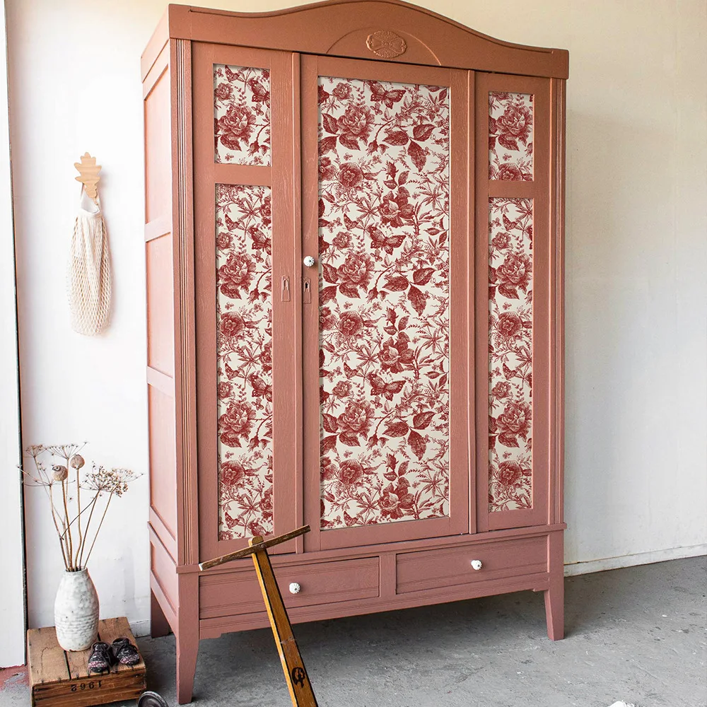 American Rustic Flower Wallpaper Vintage Rose Peel and Stick Floral Contact Paper Self Adhesive Removable Cabinet Furniture Film