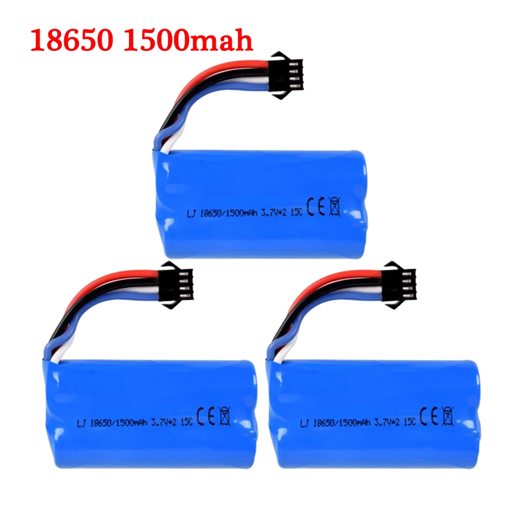 7.4V 1500MAH 18650 Li-ion battery SM-4P Plug for Udi007 Udi001 UDI002 UDI902 HJ806 960 961 962 RC racing boat 7.4v battery