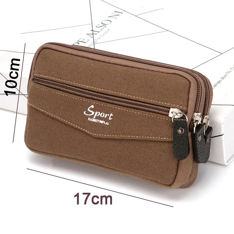 6.5 inch Mobile phone Bags Fannypacks Canvas Fabric Zipper Mens Wallets Coin Purse Men Waist Bag Moneybags Cards Keys Bags Purse