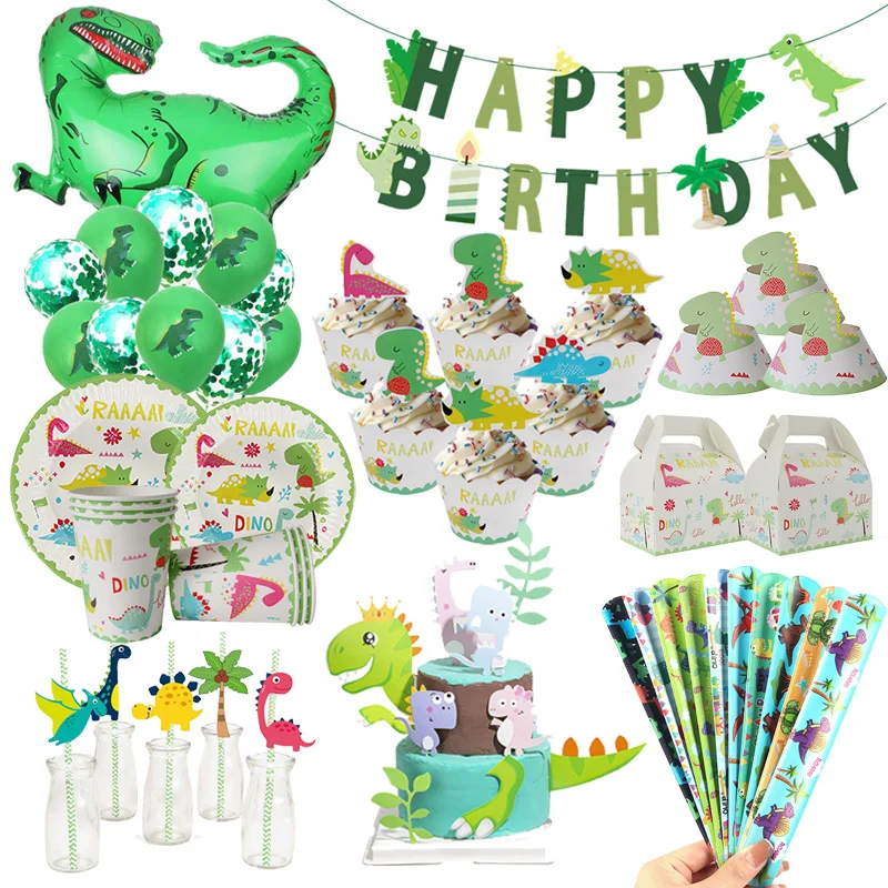 Dinosaur Party Balloon Bunting Garland 1st Birthday Boy Roar Birthday Party Favors Gifts Jungle Safari Dino Party Decorations