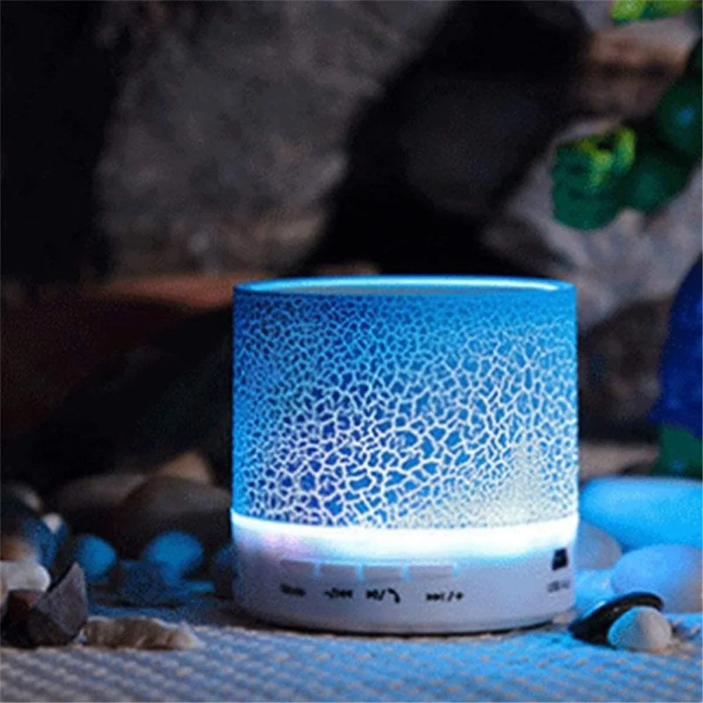 Mini Wireless Bluetooth Speaker Loudspeaker LED Colorful Light Crack Sound Audio Portable Subwoofer Support TF Card MP3 Player