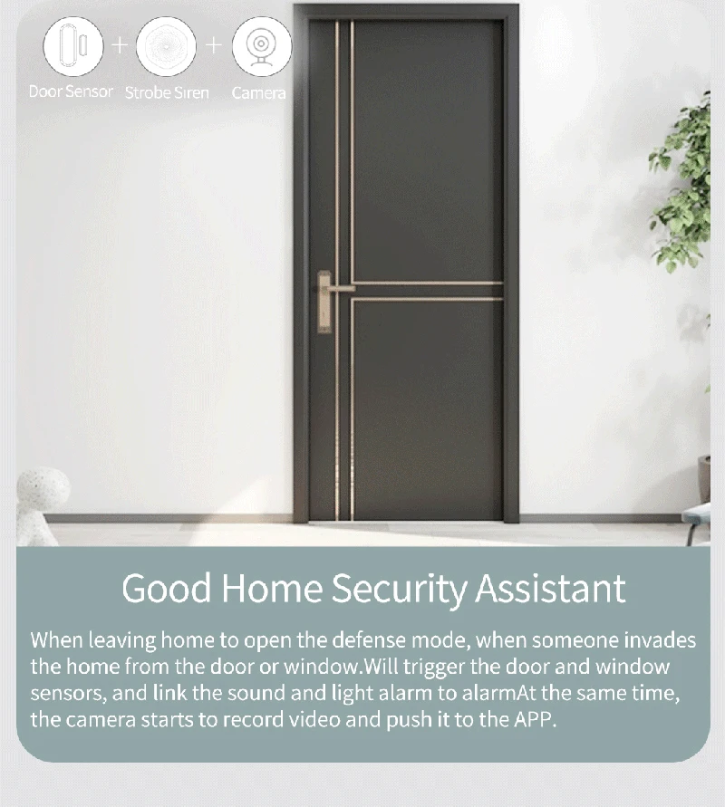 Sirene inteligente de segurança wifi, sirene com som e luz, 1/2 peças, suporte para smart life, água/movimento/porta, sensor app de pressão