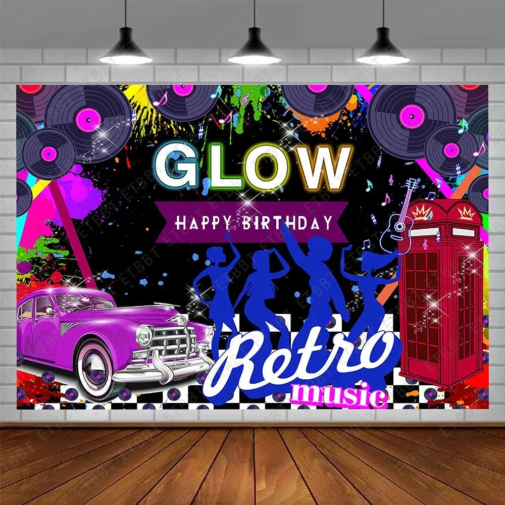 Fondo de discoteca Vintage de los años 70 y 80, telón de fondo para fiesta de cumpleaños, let's Glow Crazy Party, lámparas de bola, decoración, pancarta, estudio fotográfico
