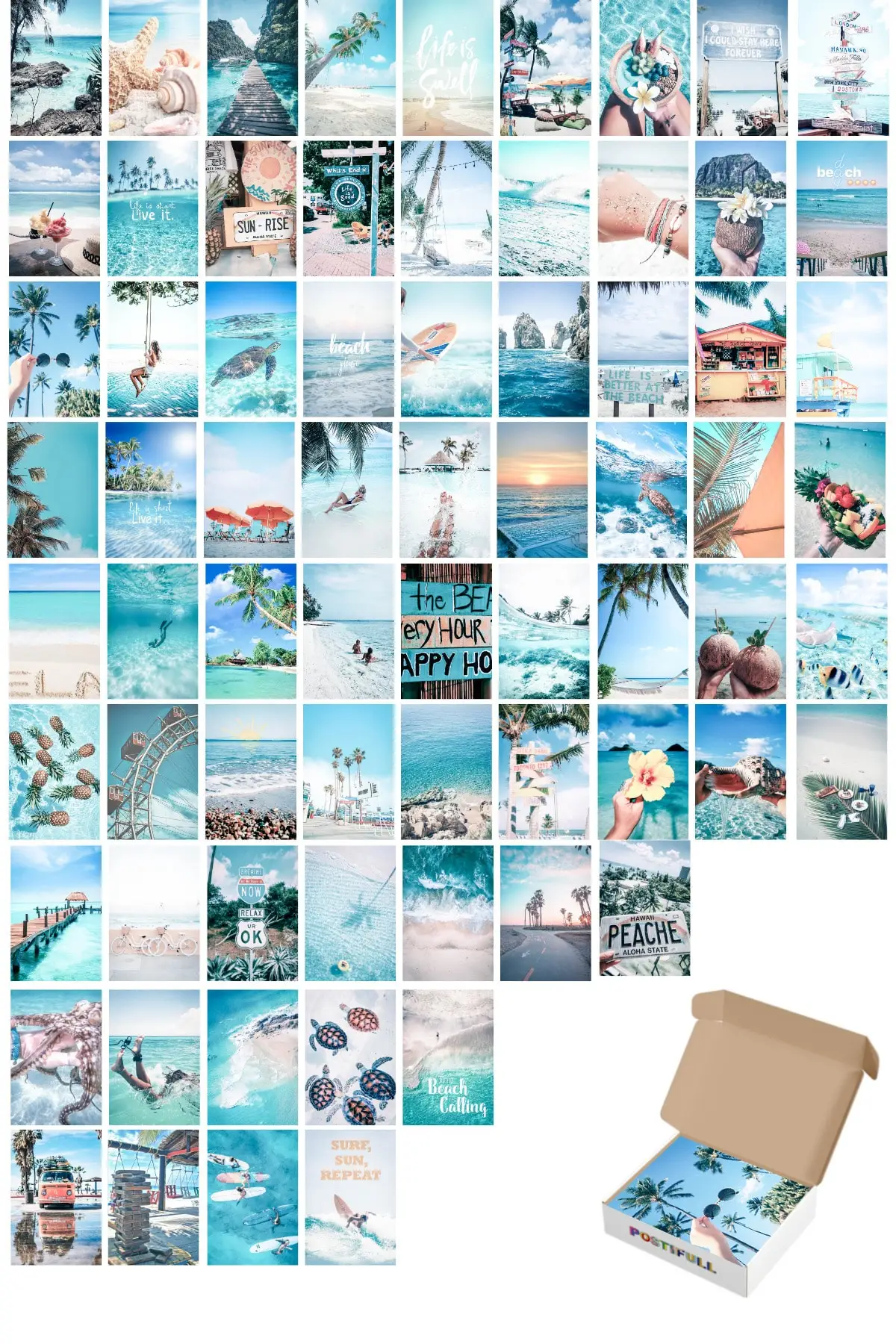 Basement Wall Poster Collage Set-70 Pcs-Poster Set-10cm * 15cm-Thick Oil paper Poster