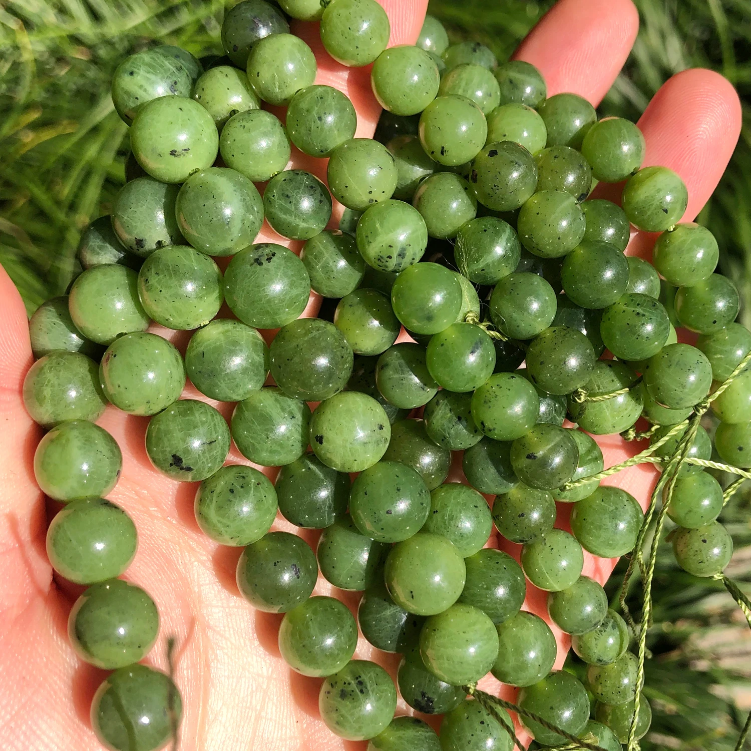 Green Natural Canadian Jade Beads Round Loose 6 8 10 12mm Gemstone Beads For Jewelry Making DIY Charm Bracelet Necklace 7.5 Inch