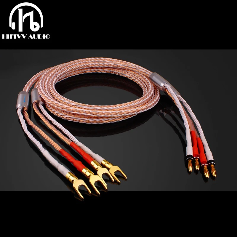 HI END Speaker Cable of Audio amplifier line pure Copper wire Gold-plated Bananas Plug 2.5M 1.5M