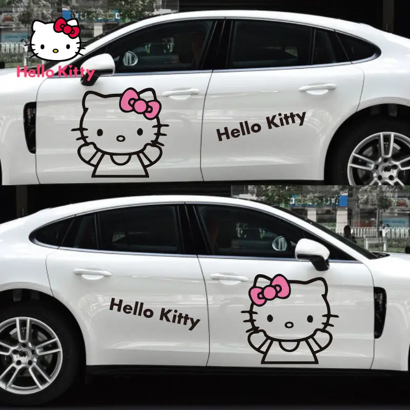 

TAKARA TOMY Hello Kitty Car Sticker Personality Creative Cartoon Cute Car Door Modification Lahua Car Decoration Sticker