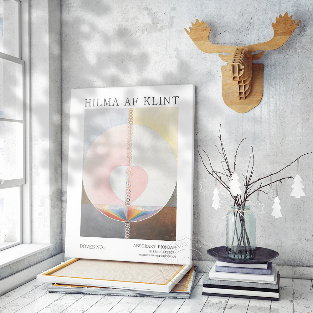 Hilma Af Klint Abstract Pigeon Canvas Painting, Hilma Gallery Wall Decor Poster, Klint Vintage Art Abstract Art Wall Picture,