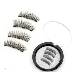 4pcs/box 3D Magnetic Eyelashes Soft Nature Reusable 3 Magnet False Eyelash with Applicator/Clip Magnetic Fake Eyelash