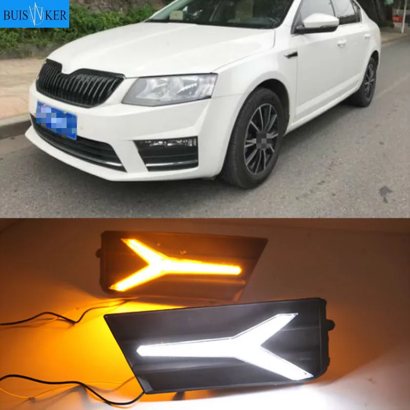 

LED Daytime Running Light For Skoda Octavia 2017 Car Accessories Waterproof 12V DRL Fog Lamp Decoration