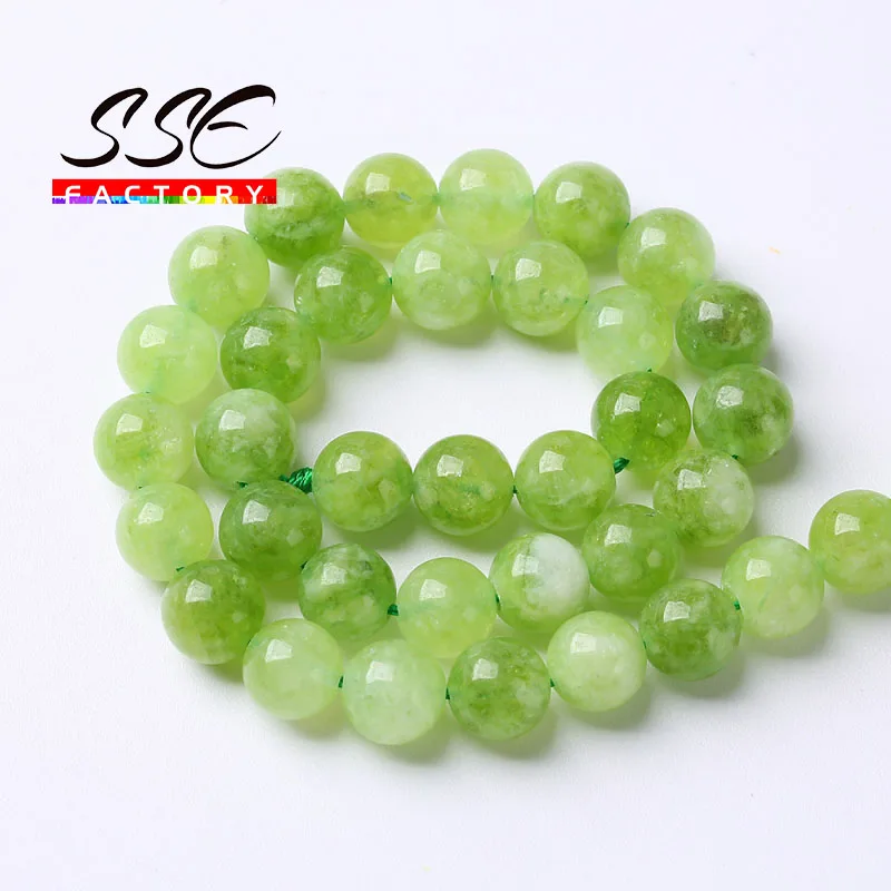 Green Peridot Beads Natural Stone Round Loose Spacer Beads For Jewelry Making DIY Bracelet Earrings Accessories 6 8 10mm 15\