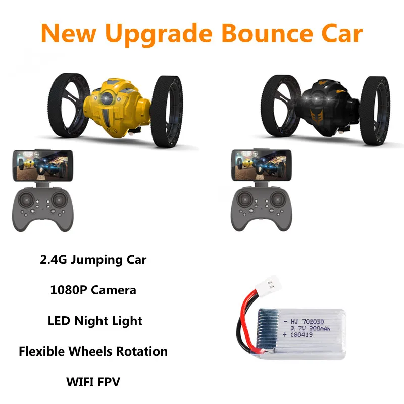 

2.4GHz RC Bounce Car 1080P Camera WiFi FPV Video Function Rechargeable Batteries Stunt Car With Shockproof Function