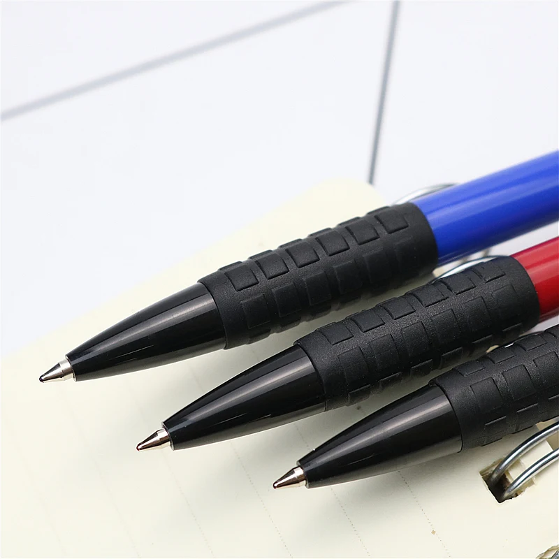 10PCS/lot press ballpoint pen Extra long writing length Smooth writing Office pens red black blue