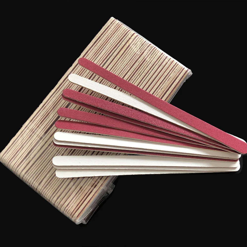 100 pcs/lot wooden emery board sandpaper file nail art file manicure tool  red nail file  180/240