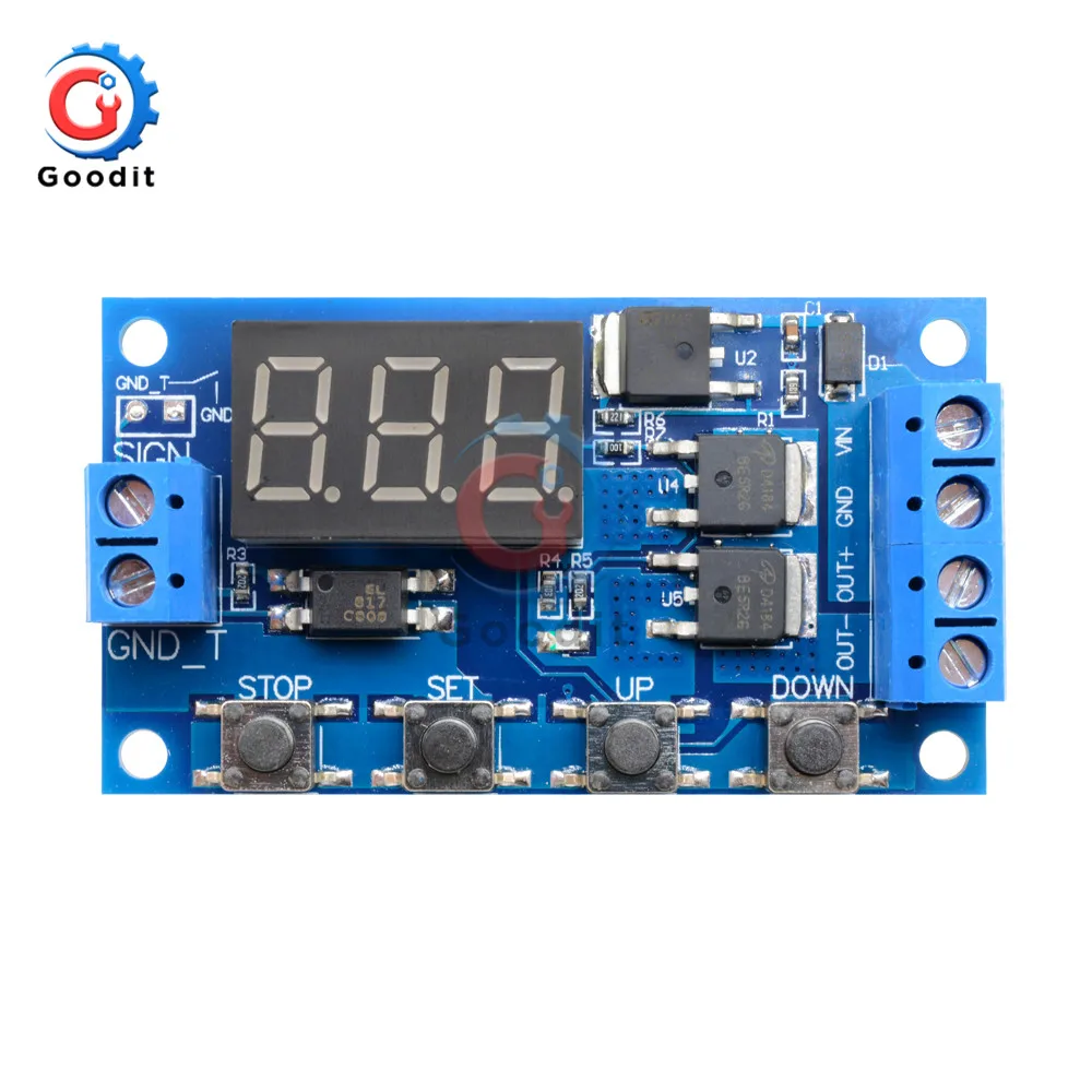 DC6-30V Dual MOS LED Digital Time Delay Relay Trigger Cycle Timer Delay Switch Circuit Board Timing Control Module 4 Switch