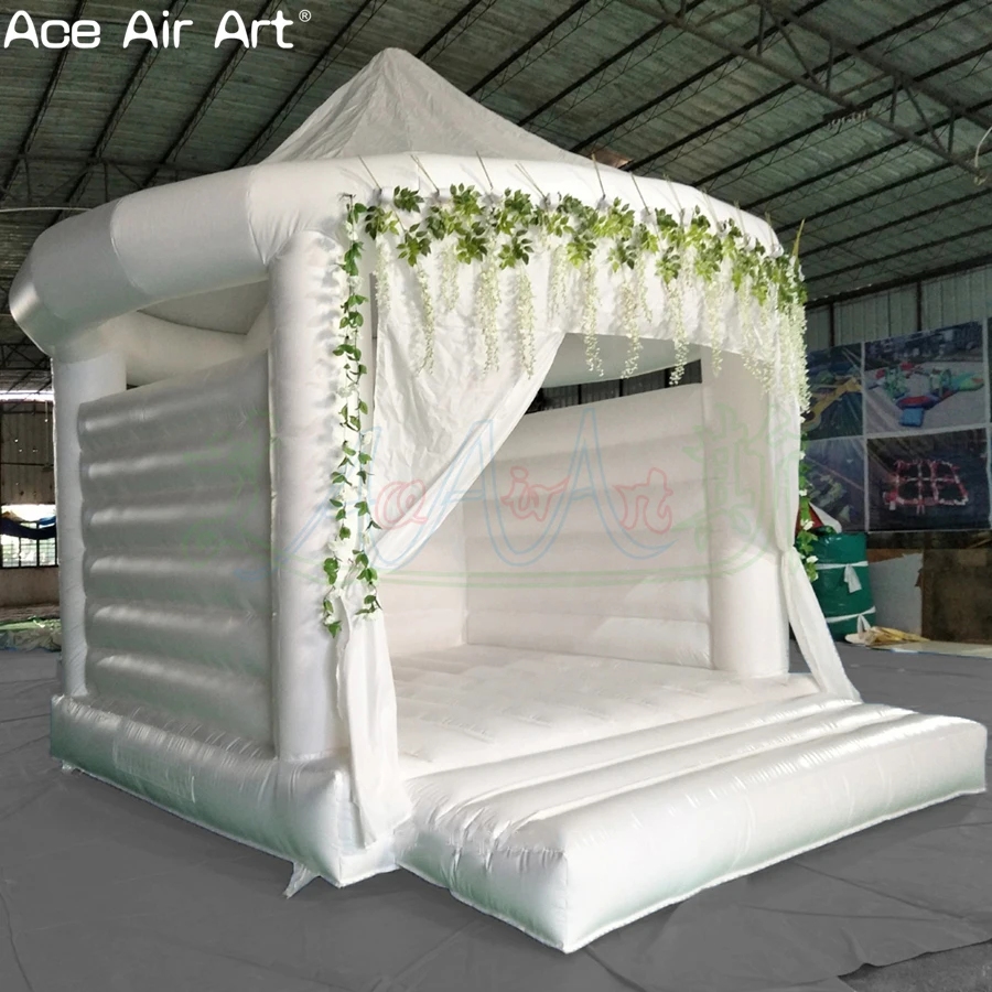 Sale Summer Outdoor White Wedding Inflatable Bouncer Jumping Pavilian Bouncy House With Air Blower for Made in China