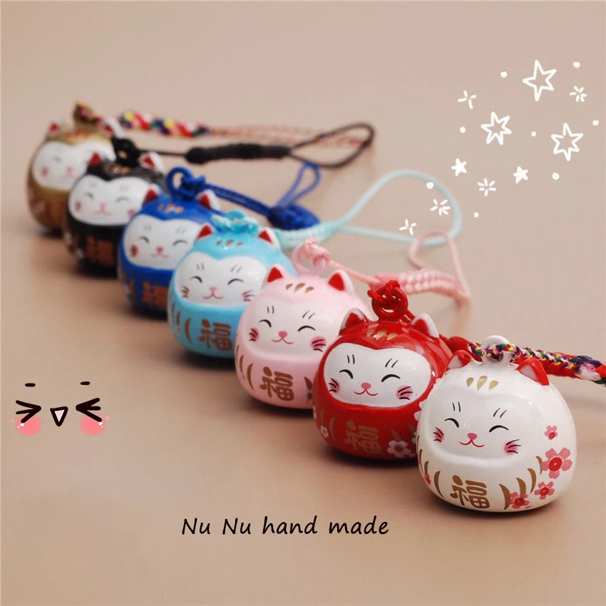 

Cartoon Japan Lucky Cat Keychain Maneki Neko Trinkets Car Phone Accessory Bag Pendant Good Luck Fortune Wealth Couple Gift