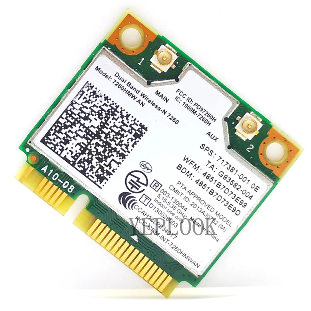 Wifi Card 7260AN 7260HMW AN 300Mbps Dual Band 2.4G/5Ghz Bluetooth 4.0 Half Size Mini PCI-E Network Card General Version