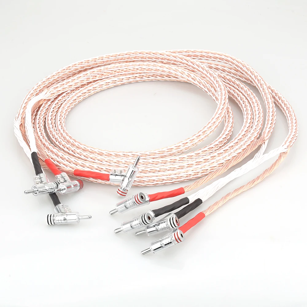 

Audiocrast HI-End 7N OCC Copper Audiophile Speaker Cable with right angled banana plug loudspeaker cable