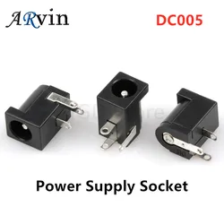 10Pcs/Lot DC-005 PCB Mount 5.5 x 2.1/2.5 mm Female DC Power Jack Plug Socket Connector DC005 Black 5.5*2.1/2.5MM