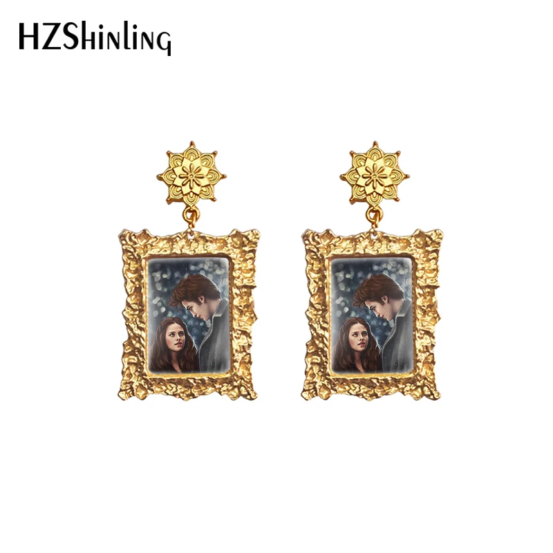 2020 New Twilight Portraits Earring Vampire Edward Bella Retro Drop Earrings Mandala Charm Vintage Glass Cabochon Jewelry