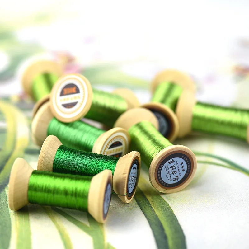 fruit-green series of Gold thread/French embroidery thread/embroidery spool/colorful gold embroidery thread /50 meters/roll