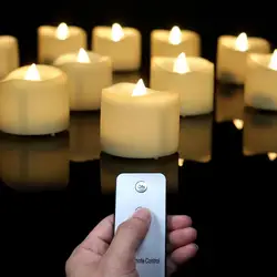 Pack of 12 Flickering Remote Control or not Remote LED Candles For Valentine's Day Decoration Electric Flameless Tealights
