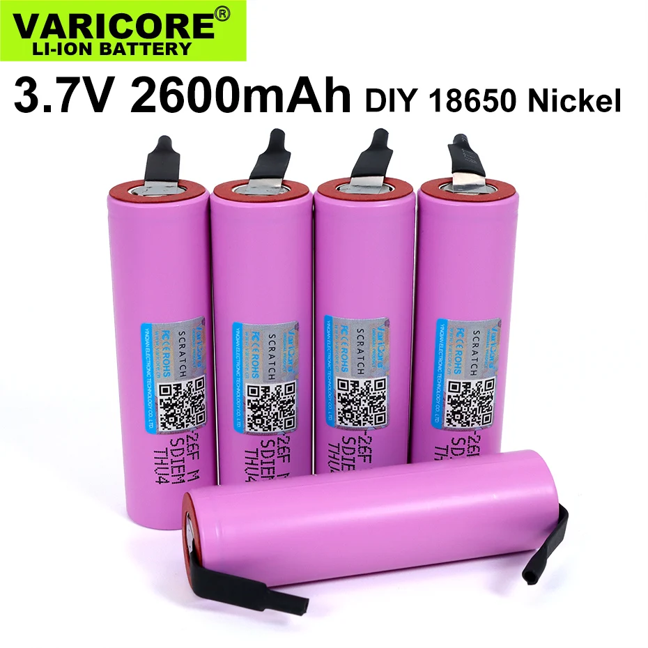 1PCS VariCore Original protected 18650 3.7V 2600mAh rechargeable battery batteries ICR18650-26F Industrial use+DIY Nickel