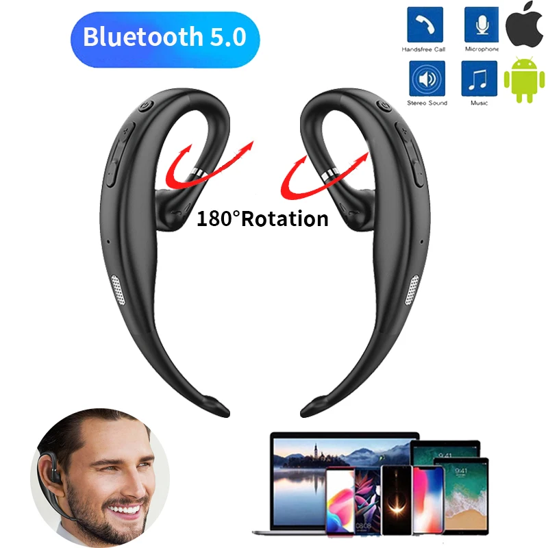 

Wireless Earphones Bluetooth 5.0 Business Headphone with Mic Sports Waterproof Earbud Earpiece Support Long Standby