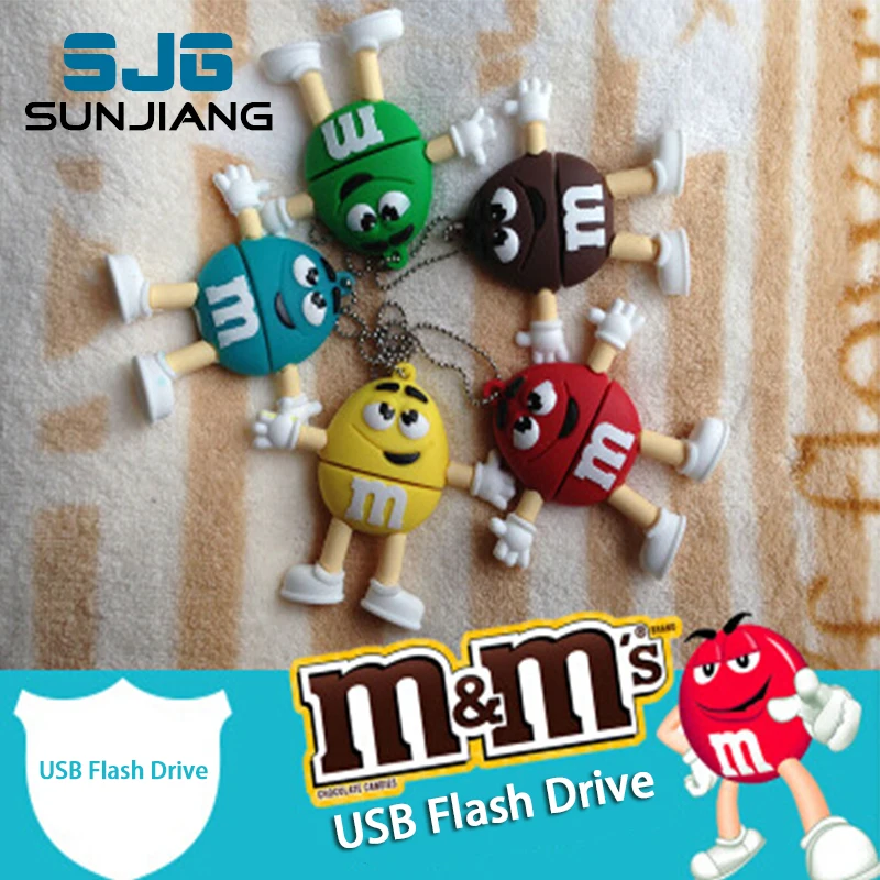 Chocolate M&M Pen Drive USB Flash Drive 4GB 8gb 16gb 32gb 64g USB Stick Memory Pendrive U Disk Creative Lovely Fun Gift HOT SALE