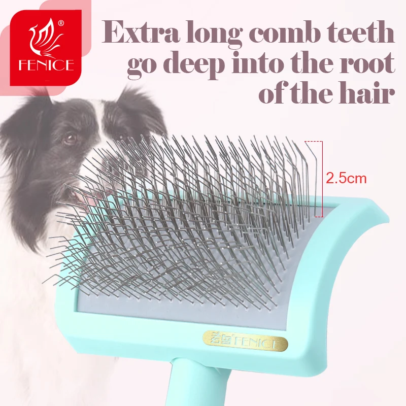 Long Needle Combs for Pet Hair Removal, Fur Cleaning Brush, Large Size Grooming Tool, Candy Color, Non-slip Pets Supplier