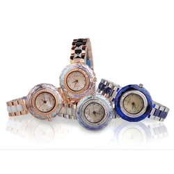 Koop! Korting Melissa Keramische Kristal Roterende Rose Camellia Bloem Vrouwen Horloge Fashion Luxe Meisje Verjaardagscadeau