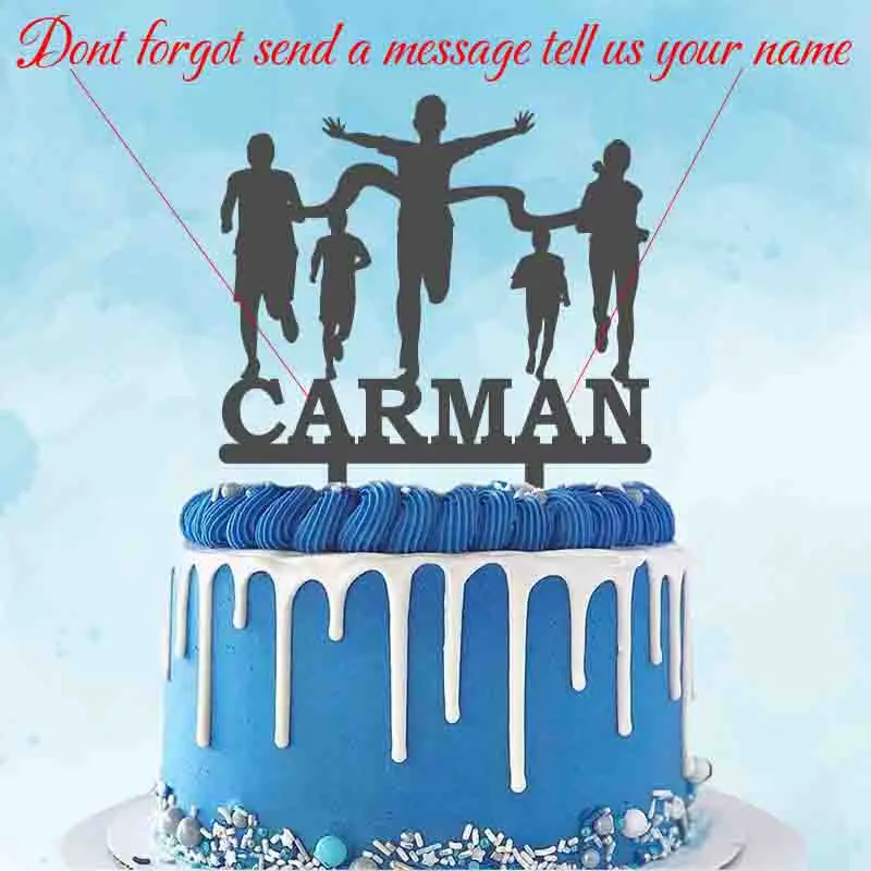 Personalized Running Cake Topper Custom Name Running Champion Sprint Silhouette Running Competition Champion Party Decoration