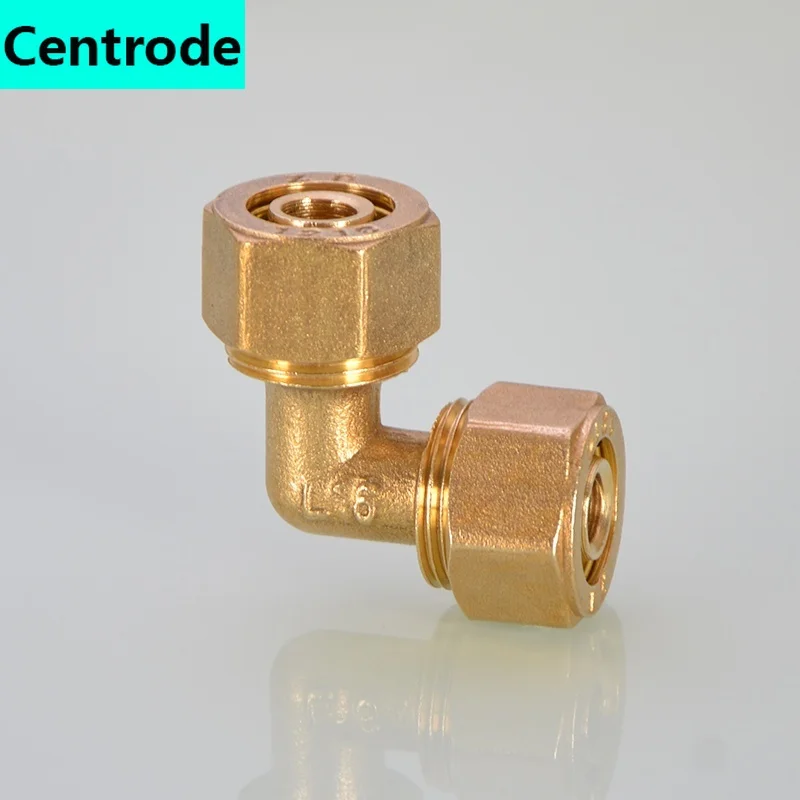 1216 aluminum-plastic pipe 1/2IN Thread joint copper fittings household solar water heater joint three-way ball valve elbow
