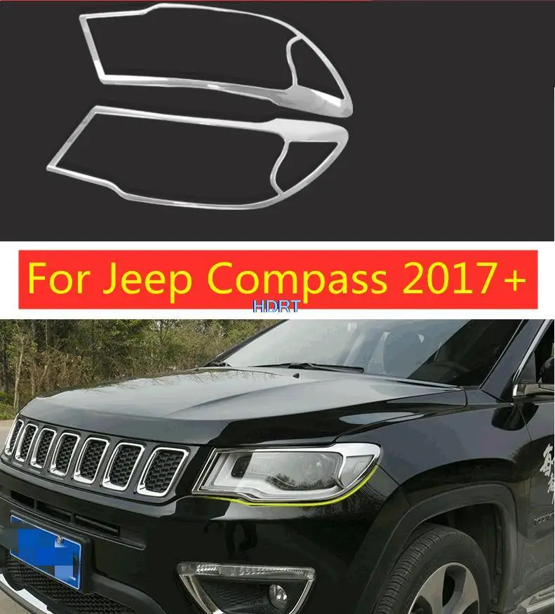 

Передняя накладка на фасветильник для Jeep Compass 2017 2018 2019 2020, хромированная накладка на фару из АБС-пластика, наклейка на рамку лампы, автомобильные аксессуары, 2 шт.