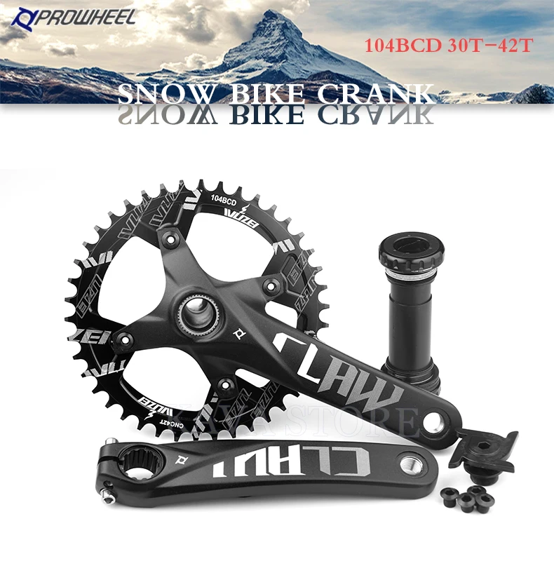 Prowheel Schnee Bike Kurbel 170mm Fett Bike Kurbel Sets 30T 32T 34T 36T 38T 40T 42T Kettenrad 176/192mm Tretlager E-Bike Teil – Detail 1