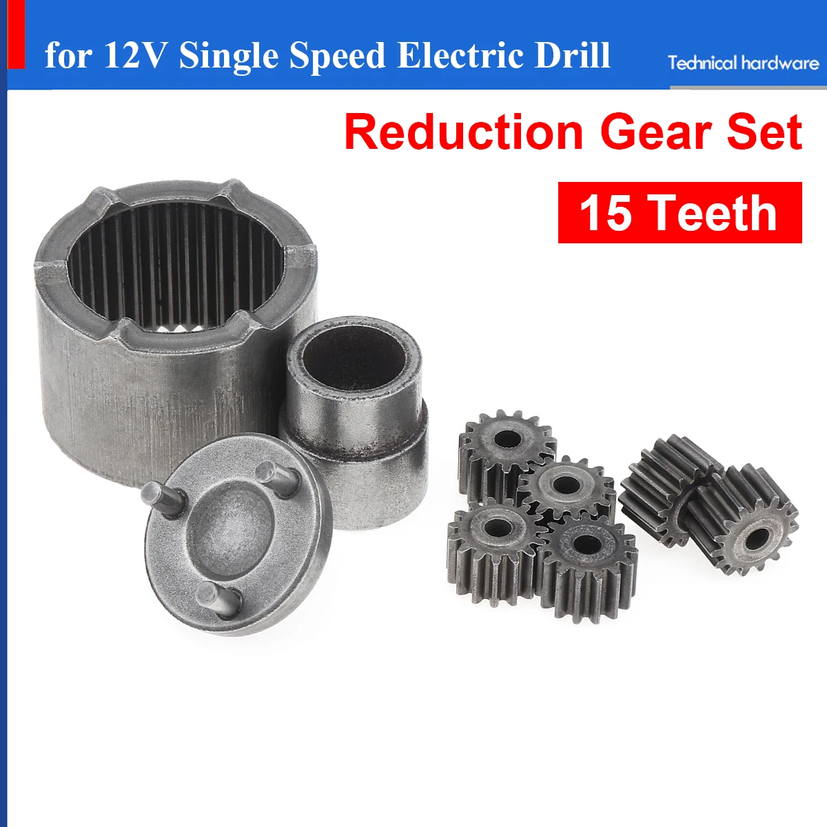 15 Teeth Single Speed Charging Drill Gear Set 12V Reduction Gear Accessories Planetary Gear Set High Quality for Motor