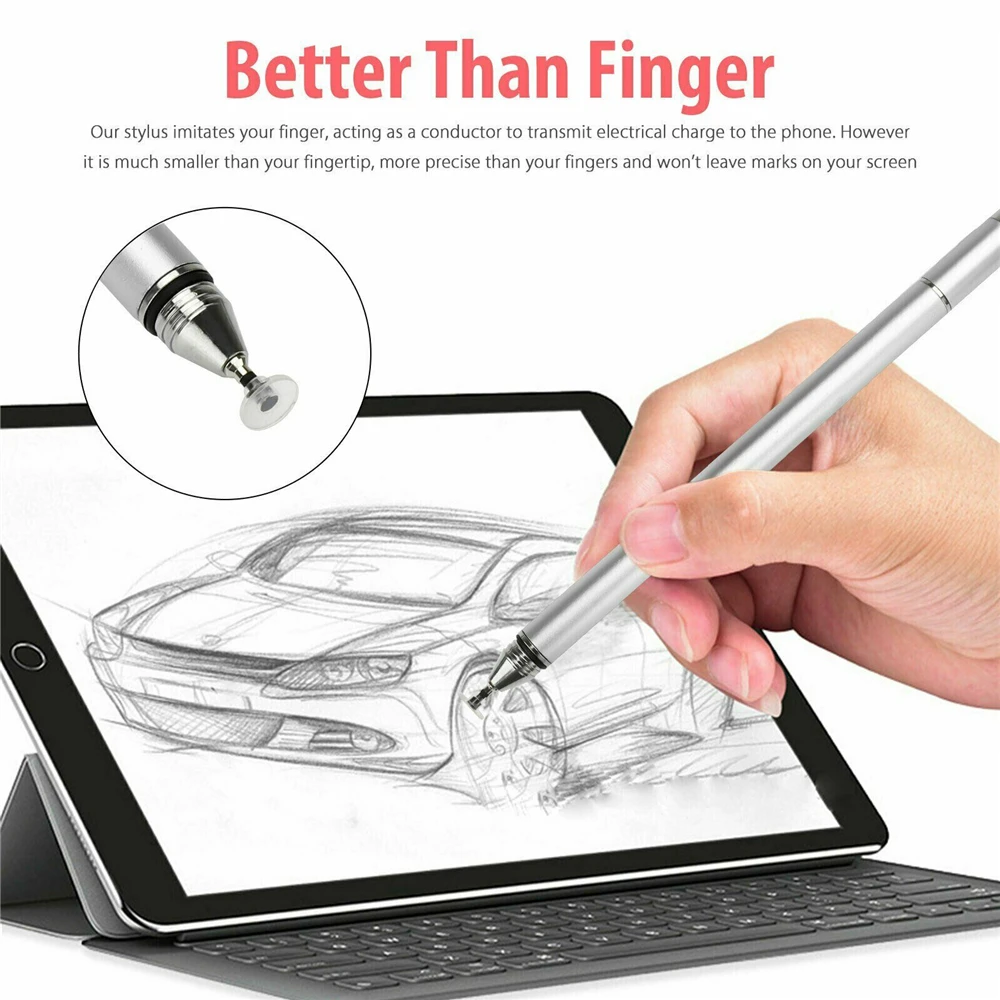 Universelle Kapazitiven Touchscreen Stift Disc Stylus Zeichnung Für iPad Tab Telefon Faser Spitze Aktive Smart Bleistift Weiß Rosa Großhandel