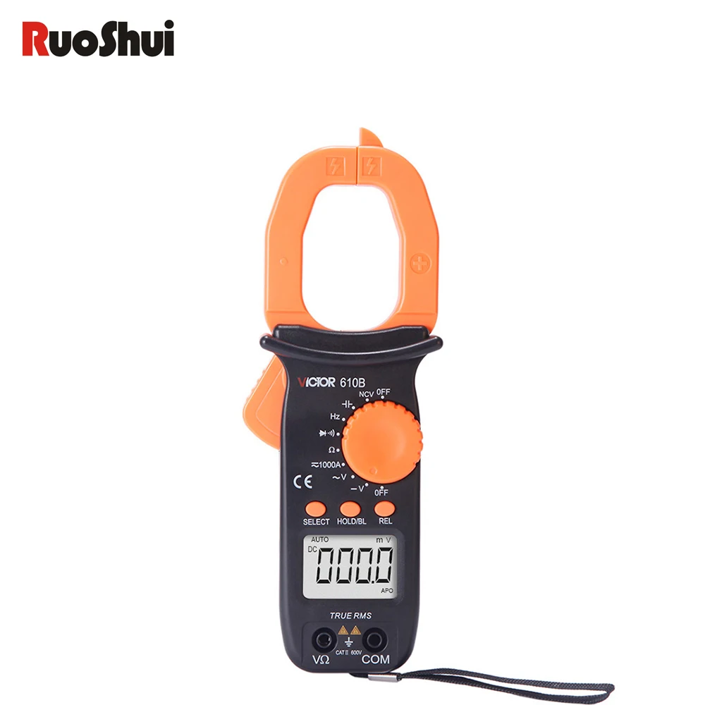 RuoShui610B Digital Clamp Meter Mini Ammeter Clamp Multimeter Small Current Meter Voltage Resistance Tester Handheld Clamp-Meter