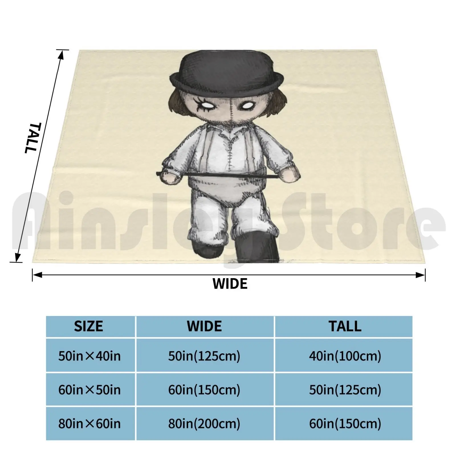 Clockwork Plushie Blanket Super Soft Warm Light Thin Clockwork Alex Orange Stanley Movie Classic