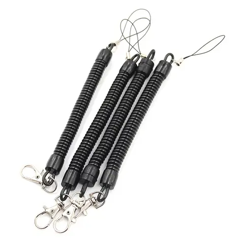 1PC Outdoor Camping Anti-lost Phone Spring Keychain Practical Retractable Plastic Elastic Rope Key Ring Security Gear Tools